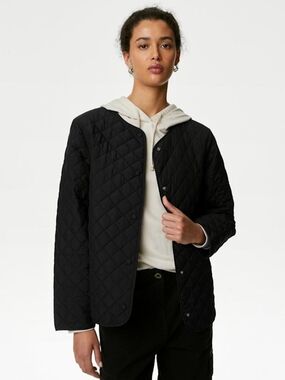 Marks & Spencer Quilted Button Up Lightweight Jacket - l